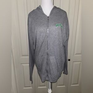 Mens lightweight , light grey zip up Irish hoodie